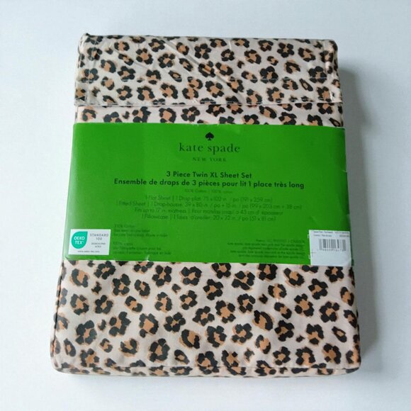 NEW!!! KATE SPADE LEOPARD FLORAL ANIMAL PRINT TWIN SHEET SET - 100% COTTON - Picture 5 of 5